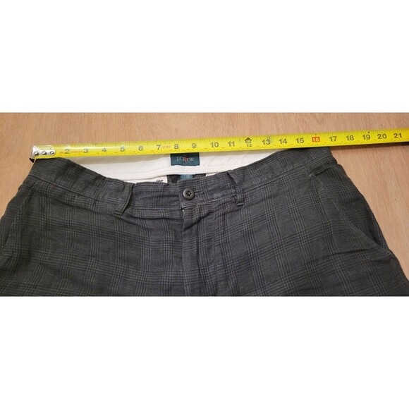 J.CREW Pants Men Size 32x30 100% Linen Straight Fit Green Plaid Casual Pant - Picture 12 of 14